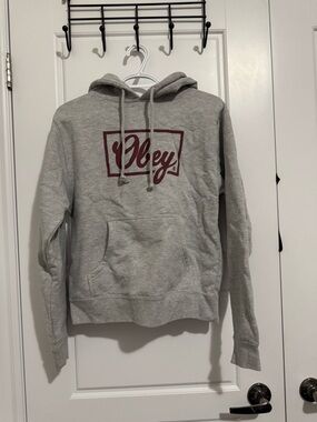 Obey Light Gray Hoodie with Maroon Logo